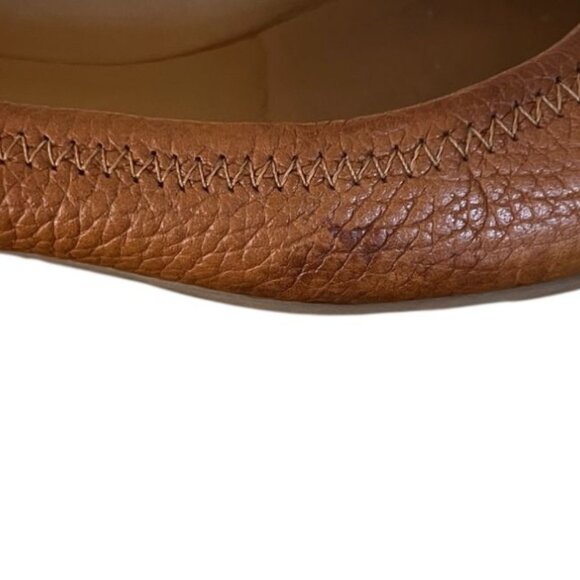 Tory Burch Women's Casual Shoes Reva Flat Tan Logo Leather Size 7 - Picture 10 of 10